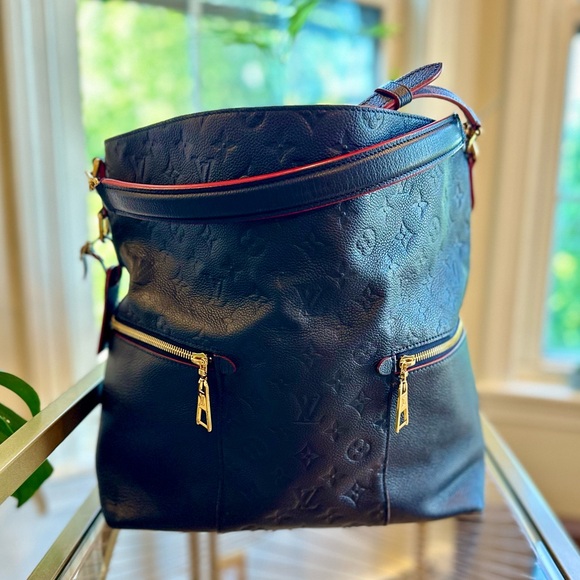 Louis Vuitton Authentic Leather Melie M. Emp. Marine Rouge Navy Blue & Red Bag - Picture 5 of 14